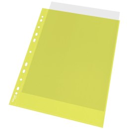 Koszulki na dokumenty krystaliczne A4 kolor: żółty typu U 55 mic. Esselte (47201)