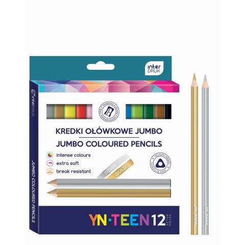 Kredki ołówkowe YN TEEN jumbo 12 kol. Interdruk