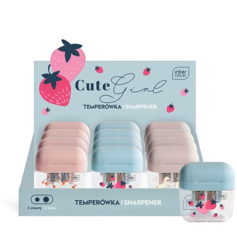 Temperówka CUTE GIRL podwójna z pojemnikiem mix plastikowa Interdruk (5902277331236)