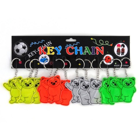 Brelok zawieszka odblaskowa miś, karta 12szt Adar (490154)