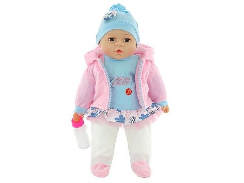 Lalka bobas 35cm, z butelką, z dźwiękiem: śpiewa i mówi po polsku, torba PVC [mm:] 350 Adar (519831)