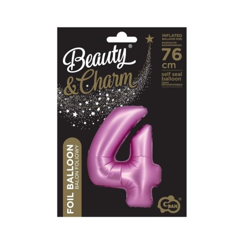 Balon foliowy Beauty&Charm Cyfra 4 satynowy róż 76cm Godan (CH-BSR4) Balon foliowy Beauty&Charm Cyfra 4 satynowy róż 76cm Godan (CH-BSR4)