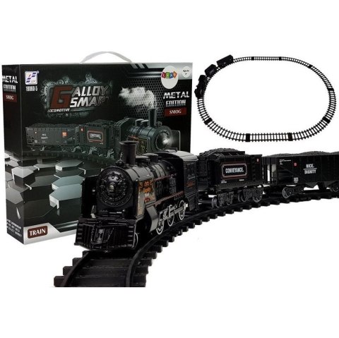 Kolejka Pociąg Metalowy na Baterie Para Wodna Dźwięk Tory Lean (8437)