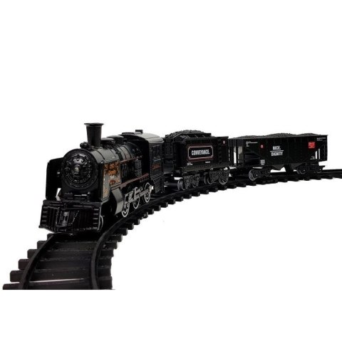 Kolejka Pociąg Metalowy na Baterie Para Wodna Dźwięk Tory Lean (8437)