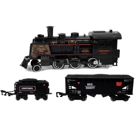 Kolejka Pociąg Metalowy na Baterie Para Wodna Dźwięk Tory Lean (8437)