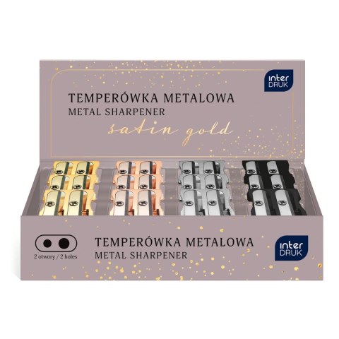 Temperówka SATIN GOLD podwójna z pojemnikiem 5902277346551 mix plastikowa Interdruk Temperówka SATIN GOLD podwójna z pojemnikiem 5902277346551 mix plastikowa Interdruk