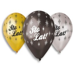 Balon gumowy Sto lat srebrno-złota 330mm 13cal Godan (GMS120/SL)