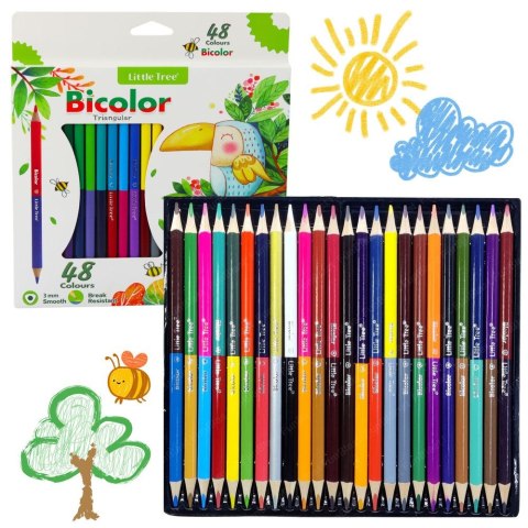 Kredki ołówkowe Dwustronne Dwukolorowe 48 kol. Lean (21503)