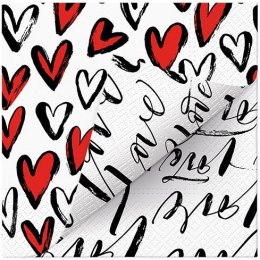 Serwetki Lunch Double Design Fall in love mix nadruk bibuła [mm:] 330x330 Paw (SDLD000800)