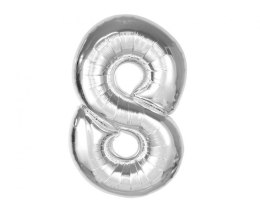 Balon foliowy Smart, cyfra 8 srebrna, 92 cm Godan (CH-S9S8)