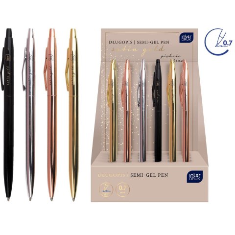 Długopis żelowy Satin Gold slim 1,00mm wkład niebieski 1,0mm Interdruk (5902277346834)
