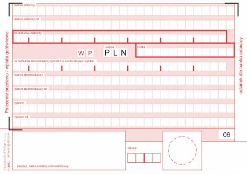 Druk samokopiujący Polecenie przelewu / wpłata gotówkowa A6 80k. Michalczyk i Prokop (445-5M) Druk samokopiujący Polecenie przelewu / wpłata gotówkowa A6 80k. Michalczyk i Prokop (445-5M)
