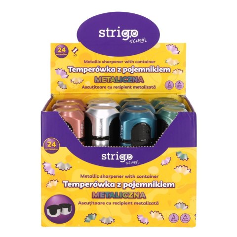 Temperówka z pojemnikiem na 3 grubości oł.i kredek Strigo (SSC387)