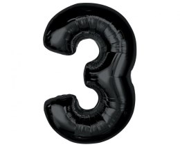 Balon foliowy Smart, cyfra 3, czarna, 92 cm Godan (CH-S9C3)