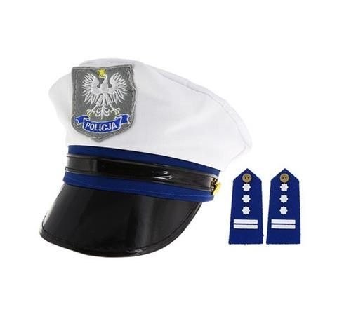 Czapka party POLICJANTA Z PAGONAMI biała tekstylny Godan (CPPL-YH) Czapka party POLICJANTA Z PAGONAMI biała tekstylny Godan (CPPL-YH)