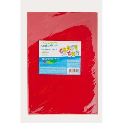 Ozdoba filcowa 20x30x5szt czerw 20x30 Craft with Fun (439307) Ozdoba filcowa 20x30x5szt czerw 20x30 Craft with Fun (439307)