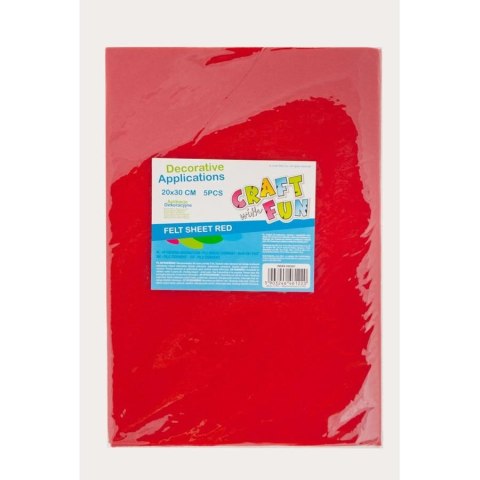 Ozdoba filcowa 20x30x5szt czerw 20x30 Craft with Fun (439307) Ozdoba filcowa 20x30x5szt czerw 20x30 Craft with Fun (439307)