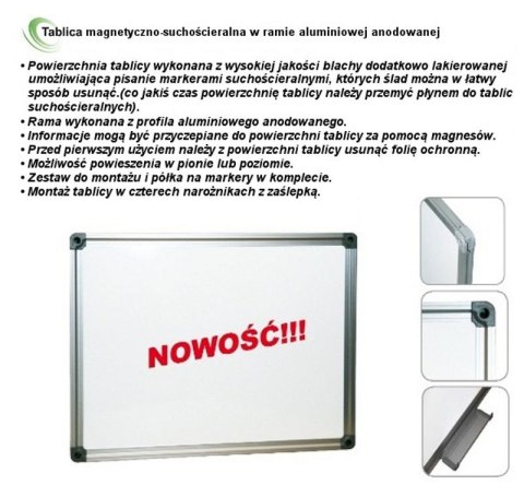 Tablica suchościeralna rama anodowana [mm:] 1200x2000 Wielkor