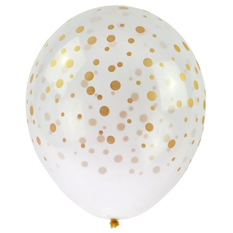 Balon gumowy transparentne z nadrukiem konfetti (5 szt.) transparentny 300mm Arpex (KB6326) Balon gumowy transparentne z nadrukiem konfetti (5 szt.) transparentny 300mm Arpex (KB6326)