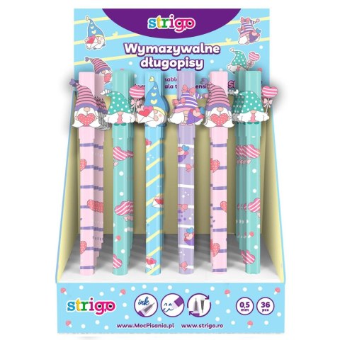 Długopis wymazywalny wymazywalny Skrzaty 5902315577527 wkład niebieski 0,5mm Strigo (SSC18)