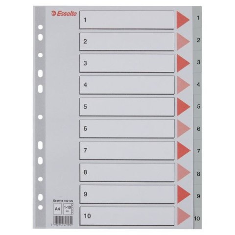 Przekładka numeryczna A4 szara 10k 1-10 Esselte (100105) Przekładka numeryczna A4 szara 10k 1-10 Esselte (100105)