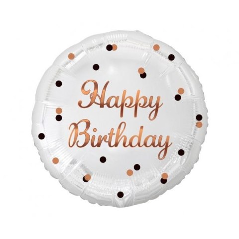 Balon foliowy Happy Birthday, biały, nadruk różowo-złoty 18cal Godan (FG-OHBB) Balon foliowy Happy Birthday, biały, nadruk różowo-złoty 18cal Godan (FG-OHBB)