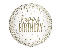Balon foliowy Happy Birthday (złote konfetti) 18cal Godan (78447)