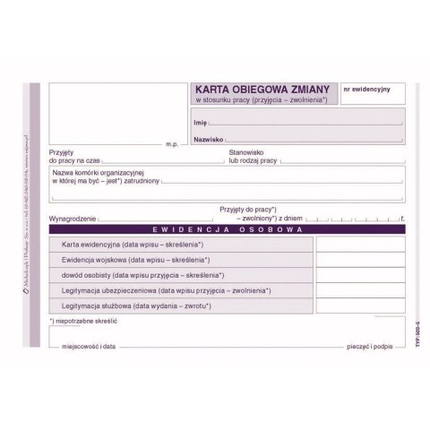 Druk samokopiujący Karta Obiegowa Michalczyk i Prokop (503-5)