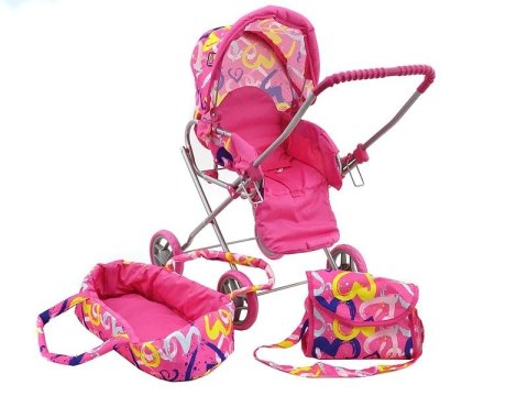 Wózek głęboki, z koszem, składany daszek, wyjmowane nosidełko, torebka, 2w1 Adar (534049)