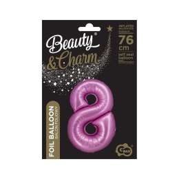 Balon foliowy Beauty&Charm Cyfra 8 satynowy róż 76cm Godan (CH-BSR8)