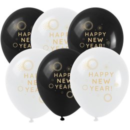 Balon gumowy Happy New Year (6 szt.) mix 250mm Arpex (KB8213)