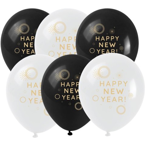 Balon gumowy Happy New Year (6 szt.) mix 250mm Arpex (KB8213)