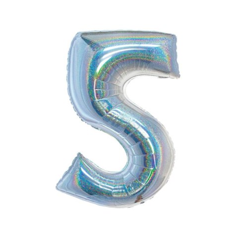 Balon foliowy Beauty&Charm Cyfra 5 holograficzna 76cm Godan (CH-BHS5) Balon foliowy Beauty&Charm Cyfra 5 holograficzna 76cm Godan (CH-BHS5)