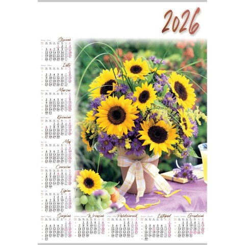 Kalendarz ścienny SŁONECZNIKI plakatowy 607mm x 880mm Lucrum (PL13)
