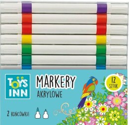 Marker specjalistyczny akrylowe 2 końcówki 12 szt. mix okrągła końcówka Stnux (STN9162)