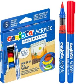 Marker specjalistyczny akrylowy z pędzelkiem 5 kol. Carioca (160-2549)