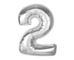Balon foliowy Smart, cyfra 2, srebrna, 92 cm Godan (CH-S9S2)