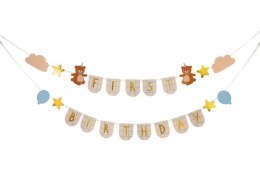 Baner First Birthday z misiami, 2,55 m Partydeco (GRL119)