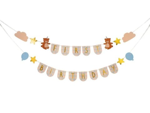 Baner First Birthday z misiami, 2,55 m Partydeco (GRL119) Baner First Birthday z misiami, 2,55 m Partydeco (GRL119)