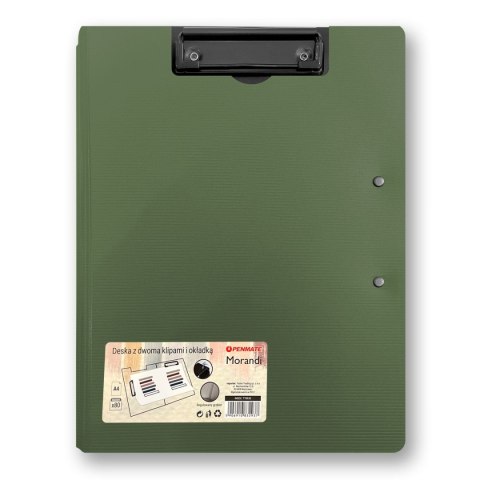 Deska z klipem (podkład do pisania) Z 2 KLIPAMI 5906910832937 A4 zielona Morandi (TT8930 zielona)