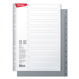 Przekładka numeryczna A4 szara 130g 12k 1-12 Berlingo (226206)