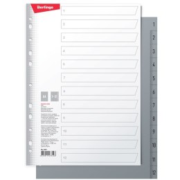 Przekładka numeryczna A4 szara 130g 12k 1-12 Berlingo (226206)