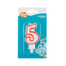 Świeczka urodzinowa cyferka czerwony kontur 5 Godan (NO200R/5)