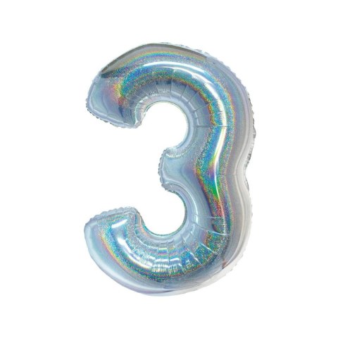 Balon foliowy Beauty&Charm Cyfra 3 holograficzna 76cm Godan (CH-BHS3) Balon foliowy Beauty&Charm Cyfra 3 holograficzna 76cm Godan (CH-BHS3)