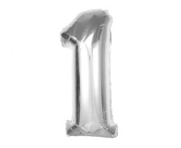Balon foliowy Smart, cyfra 1, srebrna, 92 cm Godan (CH-S9S1)