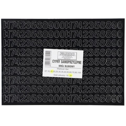 Cyfry samoprzylepne czarne Farro