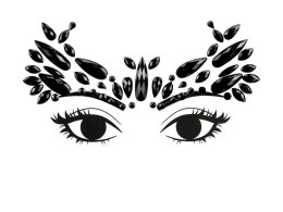 Kryształki Dekoracja na twarz Kryształki, czarne, 14.5x5.5cm czarny Partydeco (NDT4-010)