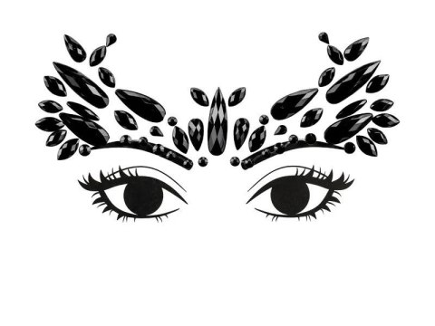 Kryształki Dekoracja na twarz Kryształki, czarne, 14.5x5.5cm czarny Partydeco (NDT4-010)