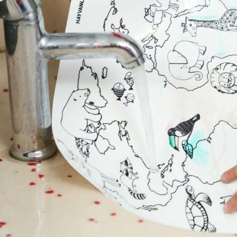 Podkład na biurko FUNNY MAT white MAPA ŚWIATA ZWIERZETA sfu1106 biały polipropylen PP [mm:] 335x480 Strigo (8681379311069)