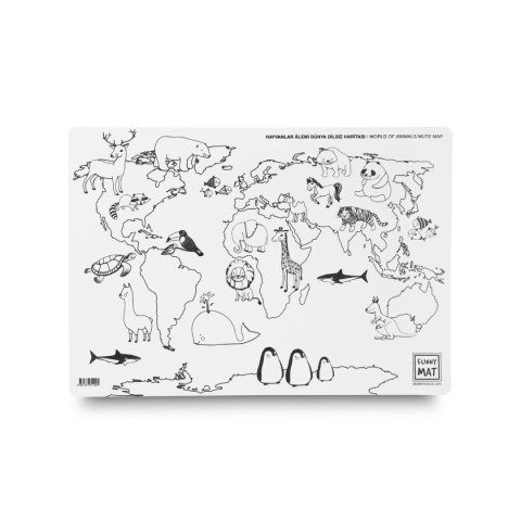 Podkład na biurko FUNNY MAT white MAPA ŚWIATA ZWIERZETA sfu1106 biały polipropylen PP [mm:] 335x480 Strigo (8681379311069)